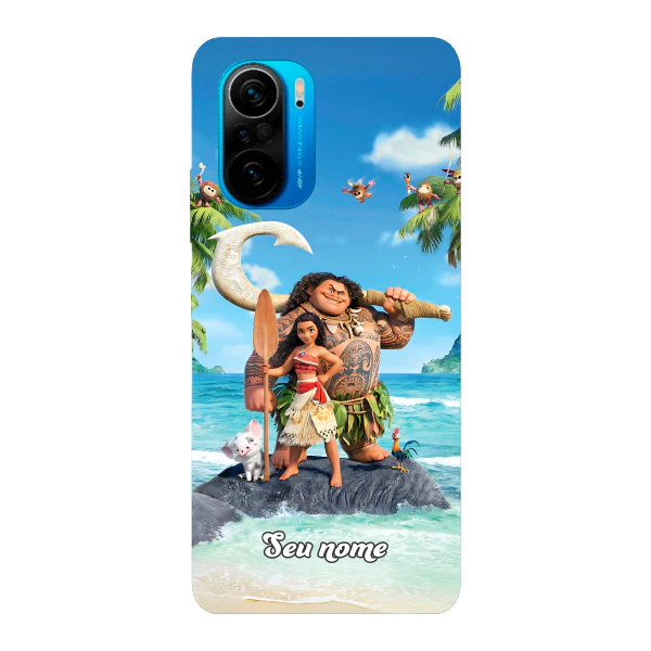 Capinha para Xiaomi Poco F3 Anti Impacto Personalizada - Moana e Maui com nome