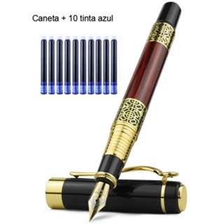 Caneta tinteiro aço inoxidável 801, seta clássica, artigos de papelaria, material de escritório, caneta de tinta dourada