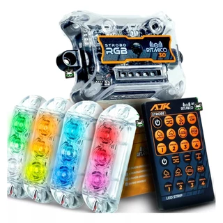Kit Strobo Ritmico 3.0 Ajk Automotivo 4 Faróis 6w 8 Cores