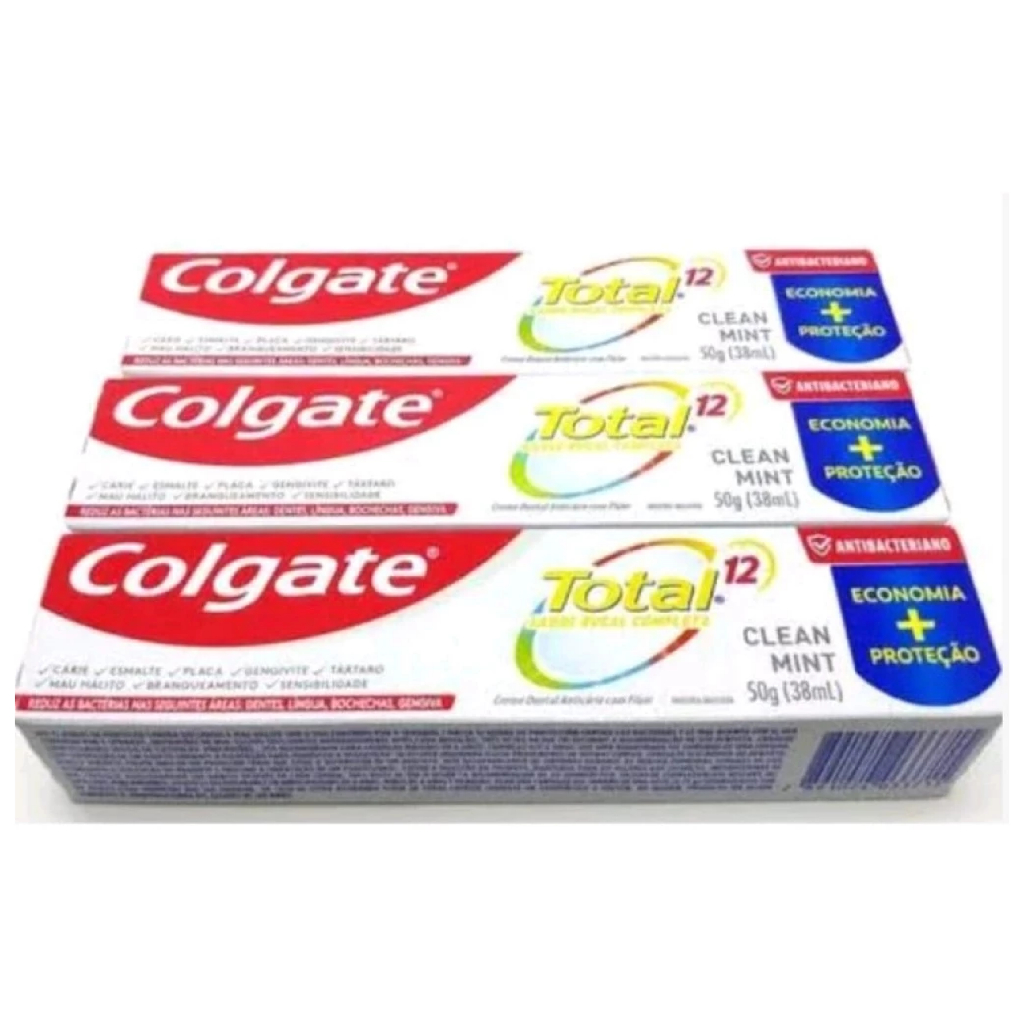 Kit C 3 Creme Dental Colgate Total 12 Clean Mint 50gr 