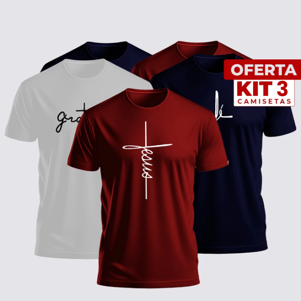 Kit 3 Camisetas Plus Size