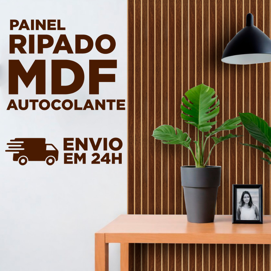 Kit 10 Revestimentos Ripados Placa Painel Decorativo MDF 50x11cm