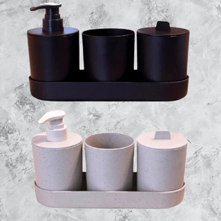 Oferta kit 4 Peças Conjunto Banheiro Lavabo Porta Sabonete Liquido Ecológico Sustentável Resistente E Forte em Oferta na Shopee