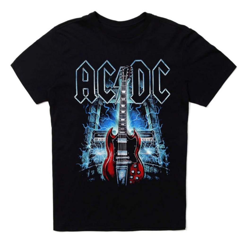 Camiseta AC DC Guitarra Preta Banda Rock ACDC Camisa Feminina Masculina ...