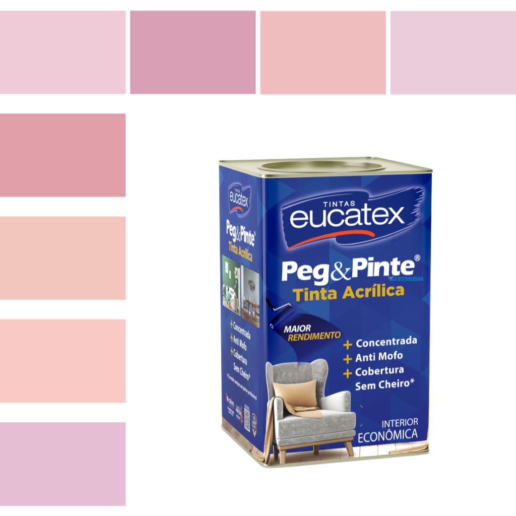 Tinta De Parede Rosa Eucatex Fosco 18 Litros | Shopee Brasil