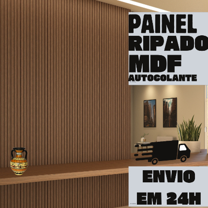 Kit 20 Placas Ripada Decorativa MDF 53x15cm | Envio Imediato | Revestimento Autocolante