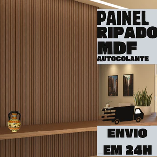 Kit 20 Placas Ripada Decorativa MDF 53x15cm | Envio Imediato | Revestimento Autocolante