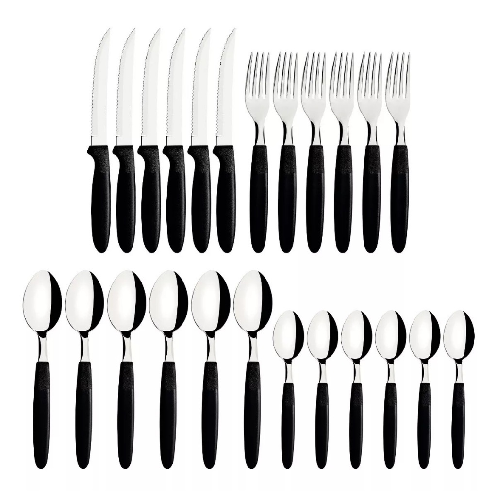 Faqueiro 24 Peças Jogo De Talheres Inox Pote Multiuso