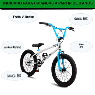 Bicicleta aro 20 BMX Pro-X Série 1 freios V-Brake aros Aero