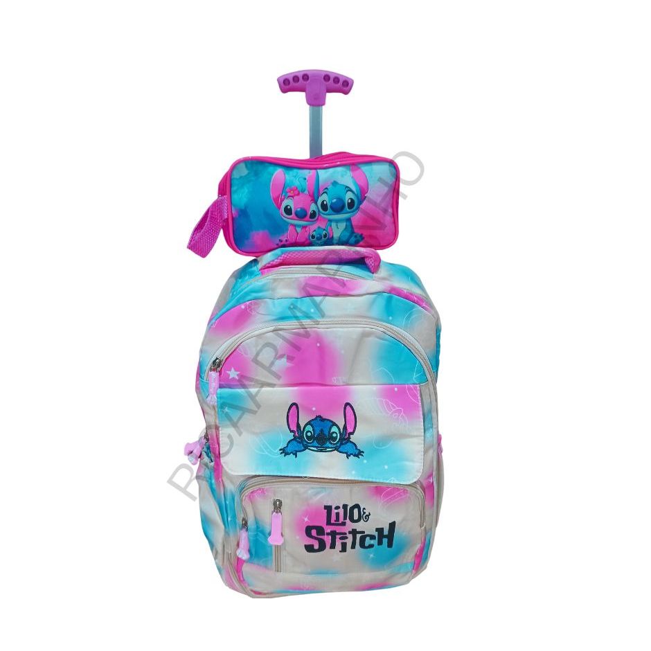 Mochila Stitch com Rodinha Infantil Juvenil com Estojo Grande Femenina ...