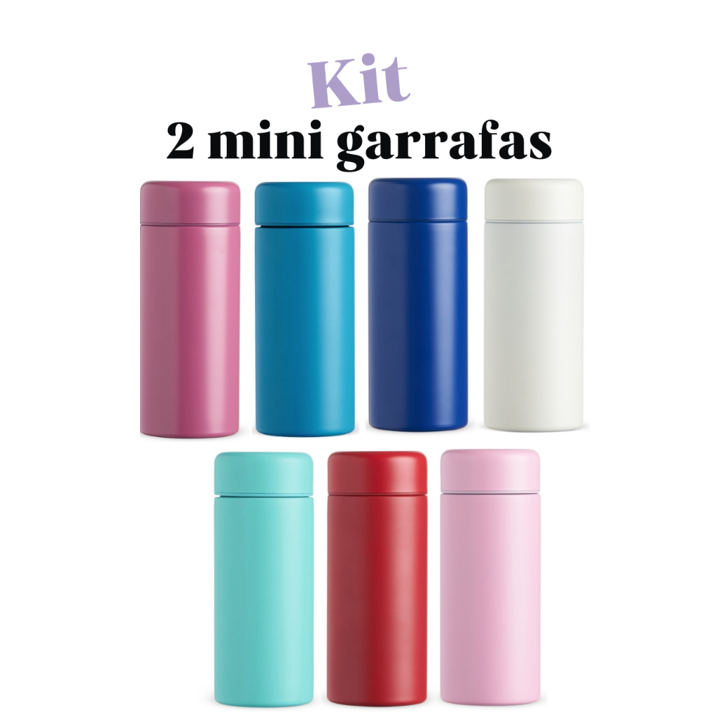 Kit 2 Mini Garrafas Térmica 200 ml pequena agua suco bebida escola ...