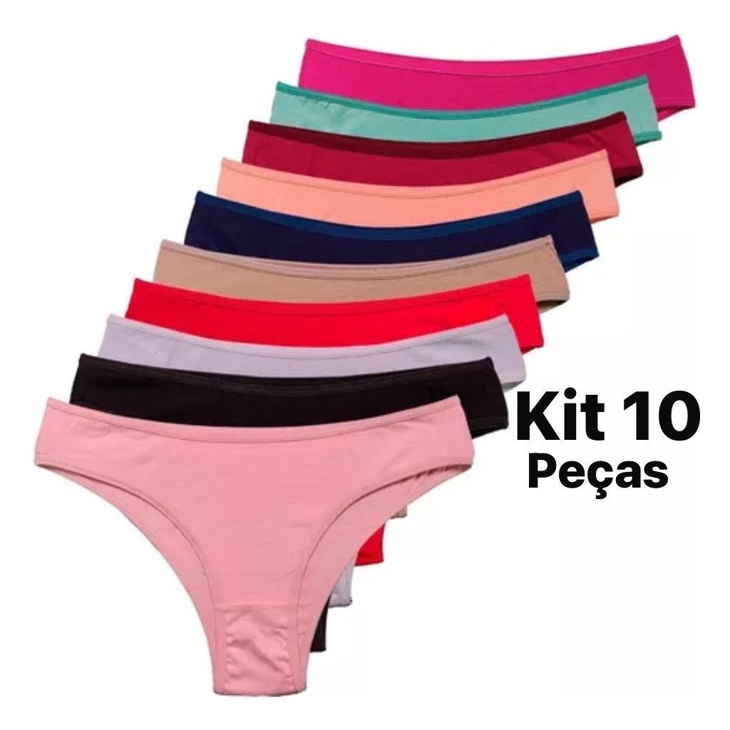 Kit 10 Calcinhas Conforto 100% Algodão P M G GG