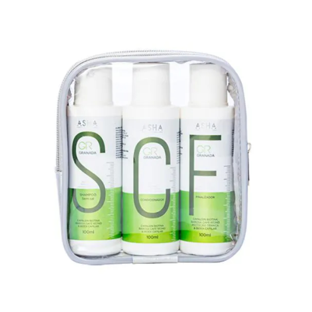 KIT GR SHAMPOO + CONDICIONADOR + FINALIZADOR 100ML ASHA PROFESSIONAL ...