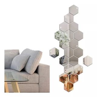 Kit com 10 Espelho Acrilico em forma de Hexagono 12x10cm em Oferta na Shopee