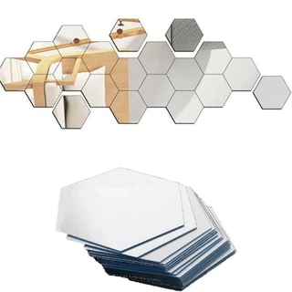 Kit 12 Espelho Acrilico Decorativo Hexágono 12x10cm em Oferta na Shopee