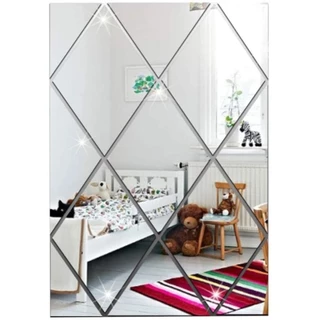 Kit 8 Espelho Acrílico Decorativo Adesivo Diamante Losango Grande em Oferta na Shopee