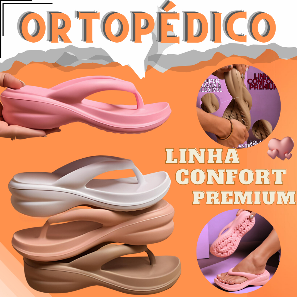 Chinelo Ortopédico Feminino Tamanco Idoso Macio Esporão Massageador ...