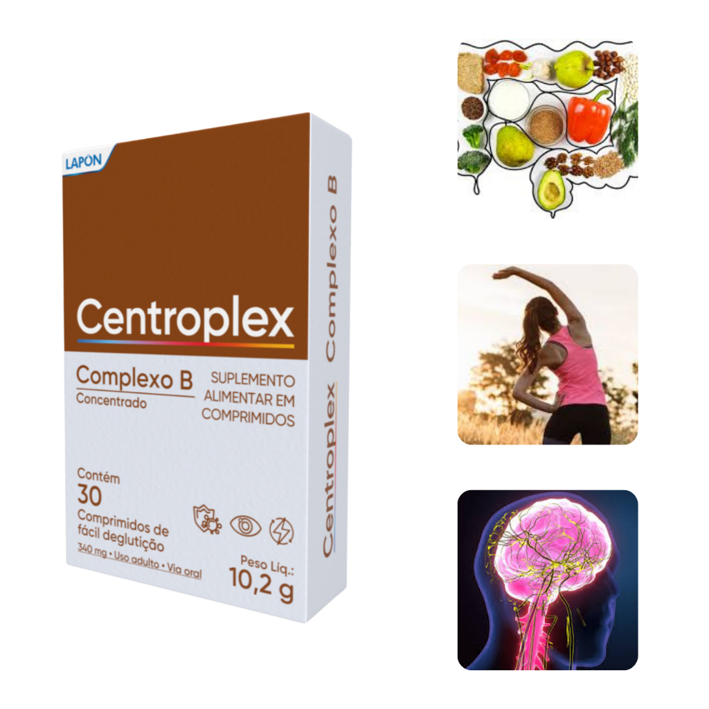 Complexo B Centroplex Suplemento Alimentar Vitaminas B1 B2 B3 B5 B6 B9 ...