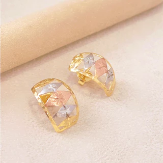 Brinco Três Ouros Folheado a Ouro 18K - Hipoalergênico