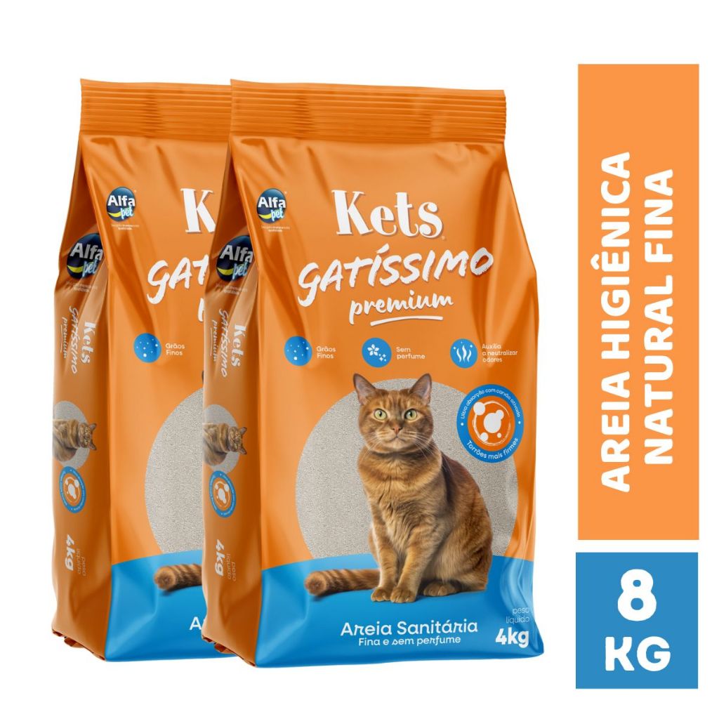 Areia Sanitária 8kg Biodegradável Forma Torroões Premium Kets