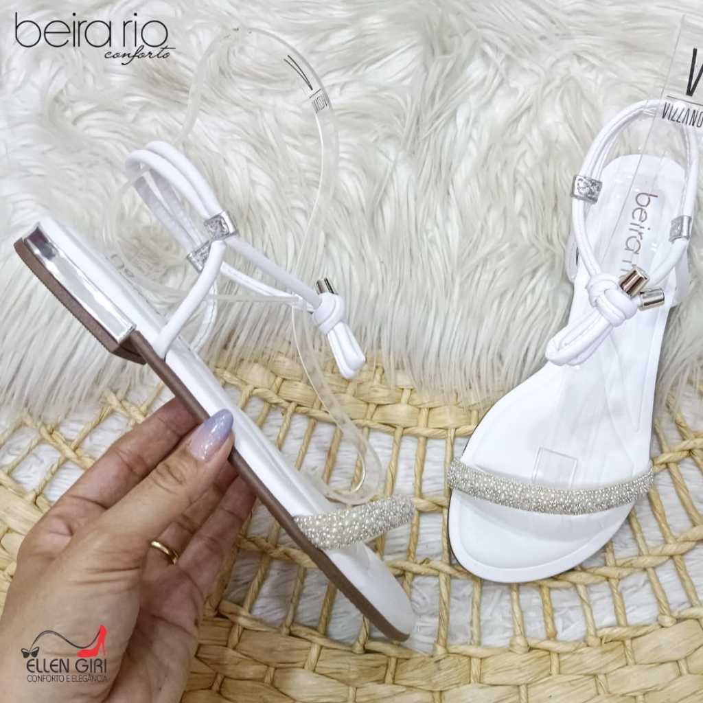 Sandália Rasteira Feminina Beira Rio Laço Com Strass Shopee Brasil