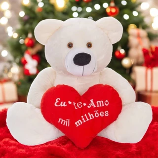 Urso Teddy Grande De Pelúcia 60cm Com Coração Personalizado em Oferta na Shopee