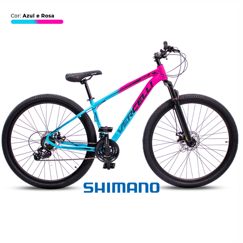 Bicicleta Aro 29 Vercelli Pro Shimano 21V Marchas ndex Alumínio Freio Á Disco MTB Cabeamento Interno