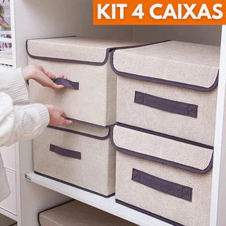 KIT 4 Caixas Mutiuso Organizadora Colors Dobravel TNT para Armários Guarda Roupas