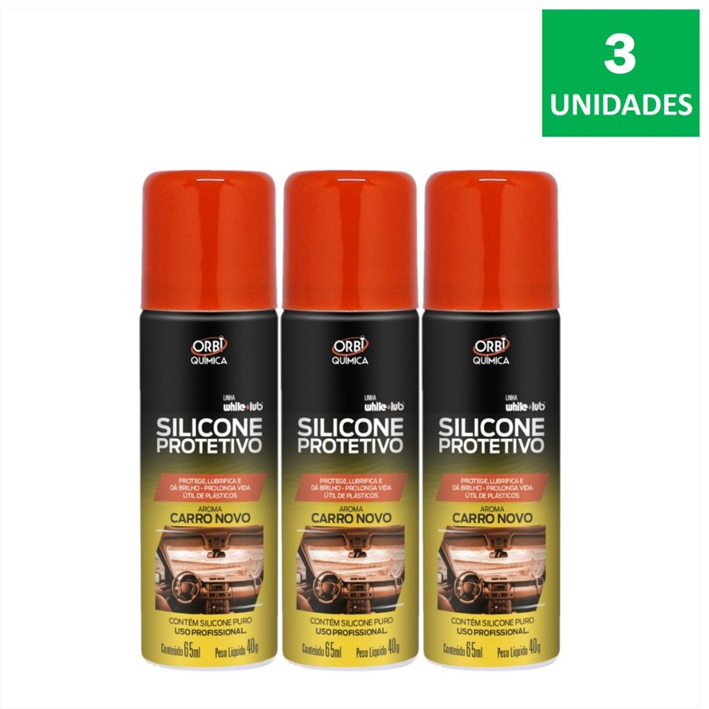 Silicone Protetivo Spray 65ml Carro Novo MINI Orbi - Kit Com 3X