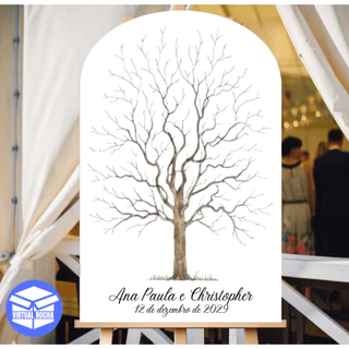 Quadro Decorativo Placa Ponta Arredondada Arvore Digital Casamento Decoração MDF