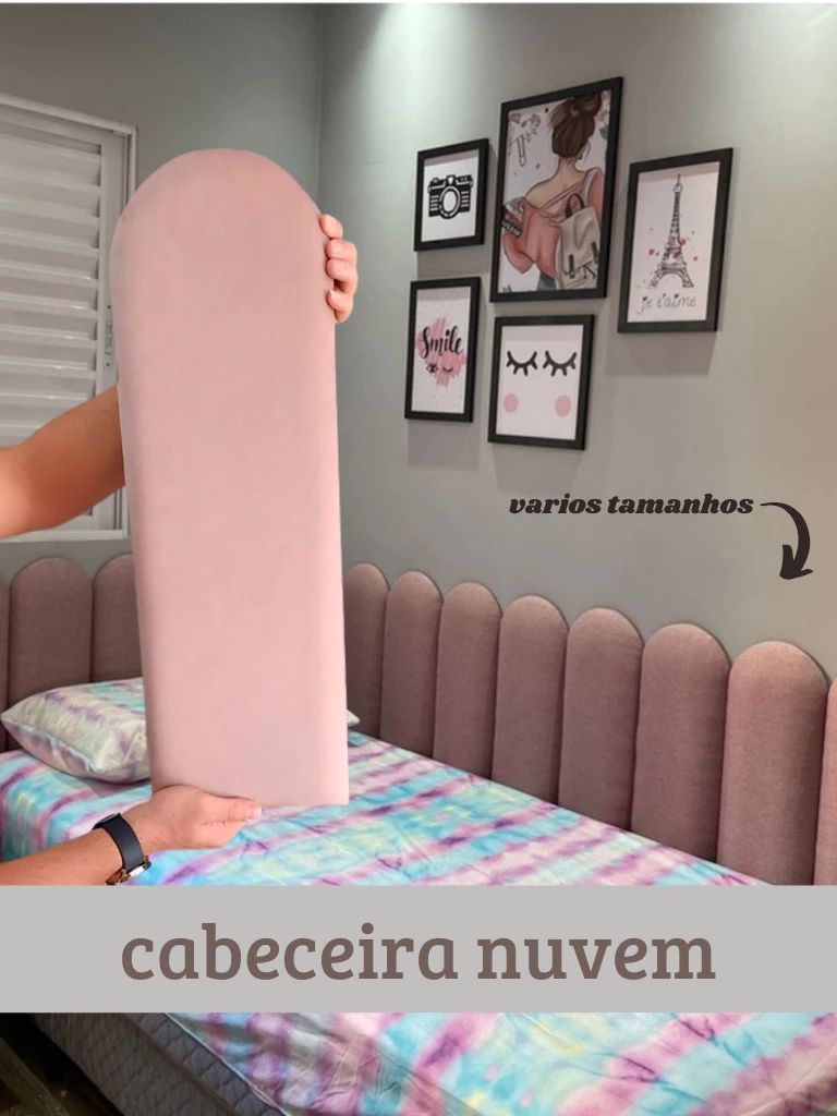 Kit Cabeceira Estofada Nuvem Suede Adesiva 20x60 Solteiro Casal Queen King solteiro em L — foto 2 de 3