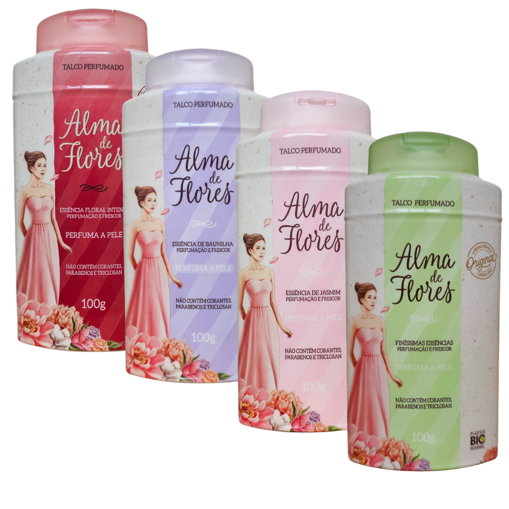 Talco Perfumado Alma de Flores ( escolha sua fragrância ) | Shopee Brasil