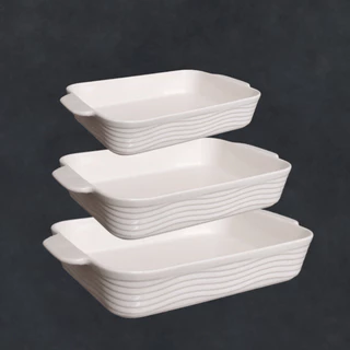 Travessa Assadeira Refratárias Alça Porcelana Branca 25,5cm ou 30,5cm ou 36cm