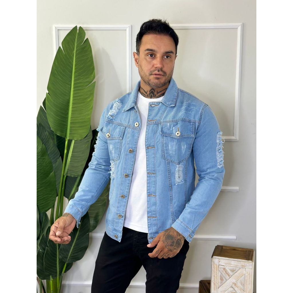 【最終】KAJA 12oz BLUE DENIM JACKET size3 Jaqueta Masculina Jeans Destroyer Azul Clara | Shopee Brasil