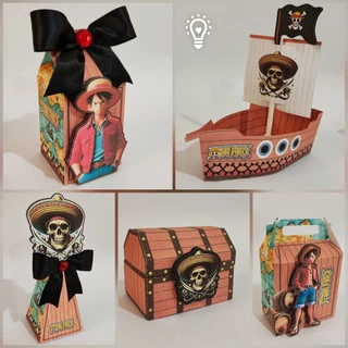 Kit One Piece Anime Lembrancinha Personalizada Luffy Scrap Festa CaixasEnvio em 24h (Envie nome e idade pelo chat)