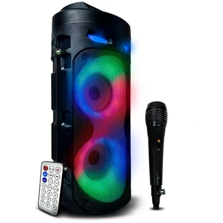Caixa de Som Amplificada Bluetooth Portátil e Microfone Karaoke
