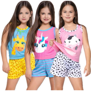 Baby Dol Infantil Gaju Regata Verão Pijama Curto Camiseta Criança Personagens Dormir Calor em Oferta na Shopee