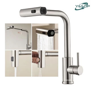 Torneira Cascata Cozinha Gourmet Bancada Misturador Aço Inox 304 Cor Prata Escovado Yesop