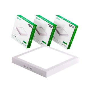 Kit 2 Luminária Painel Plafon Led Alumínio Embutido | Sobrepor | 18W~24W | Branco Frio | Branco Quente | Luz Neutra