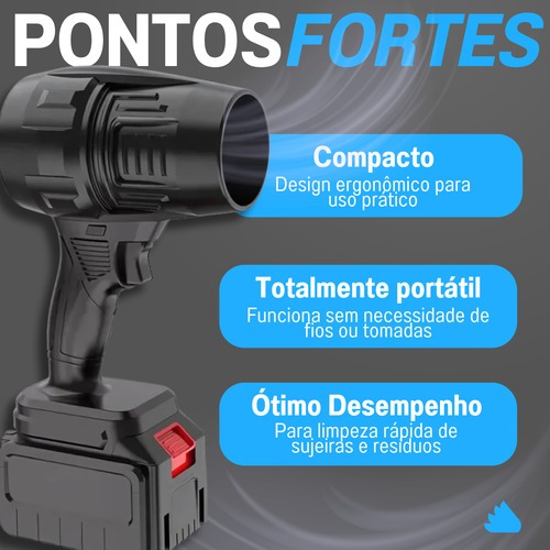Imagem do produto Soprador Turbo Portátil Recarregável 48v Com 2 Baterias Potente Soprador De Folhas Limpeza Geral 6