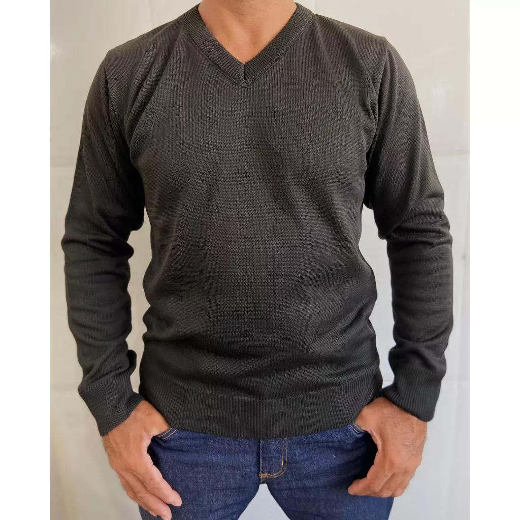 Suéter de Frio Blusa Masculina de Tricô Decote V