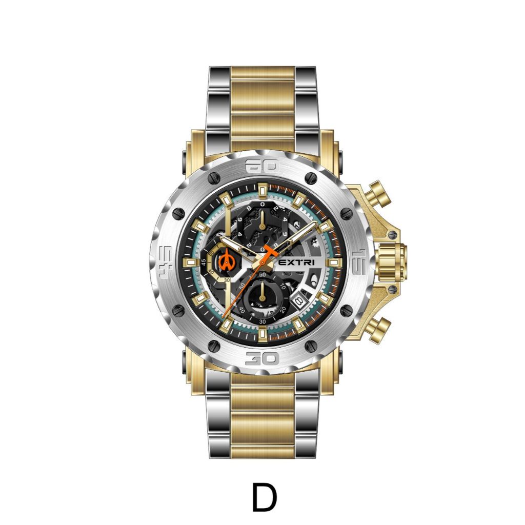 RELOGIO MASCULINO ELEGANTE A PROVA D'ÁGUA EXTRI MODELO X6106