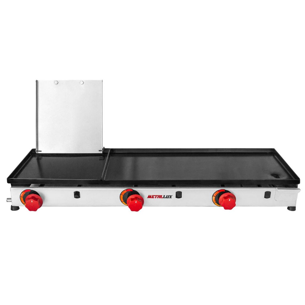 Chapa Chapeira Premium Lanche Hamburguer Bife 90x30 C/ Prensa