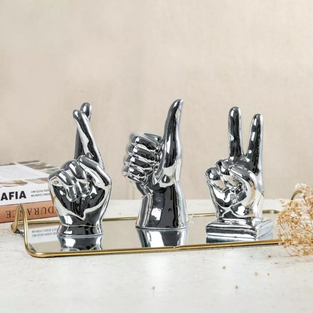 Enfeite Estatua Mão Decoração Saldo