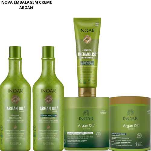 Kit Inoar Argan Oil - Sh 1L/Cond 1L/Masc 500g/Creme de Pentear 500g ...