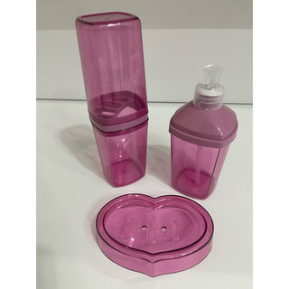 Kit Banheiro Lavabo Porta Sabonete Liquido Dispenser E Porta Escova De