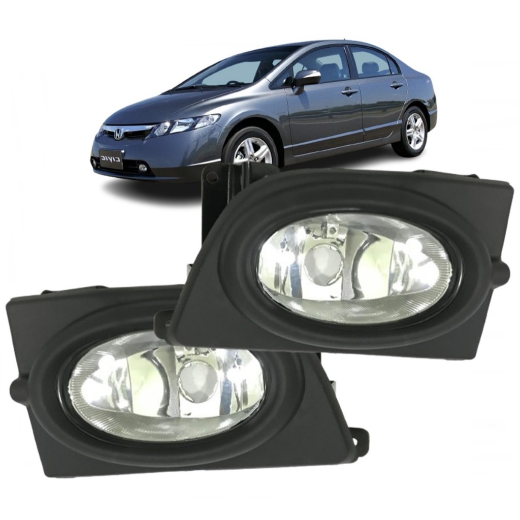 Farol de Milha Auxiliar Neblina Honda Civic LXS 2007 Até 2008 Com Grade ...