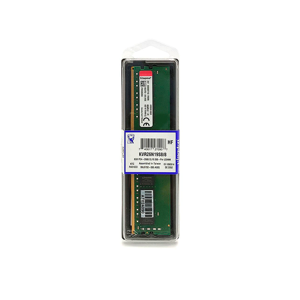 Memória RAM PC 8 GB DDR4 2666 Mhz Kingston KVR26N19S8/8