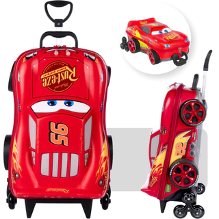 Mochila Mala Relâmpago Mcqueen 3D Volta as Aulas Disney C/ Rodinha - Max Baby