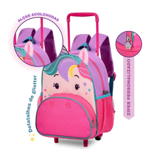 Kit mochila infantil menina Clio Unicórnio Escola em Oferta na Shopee